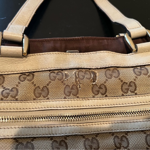 Gucci Brown Brooklyn Gg Canvas Hobo Buckle Shoulder Bag Y2k Gold Cream Monogram - Picture 12 of 13